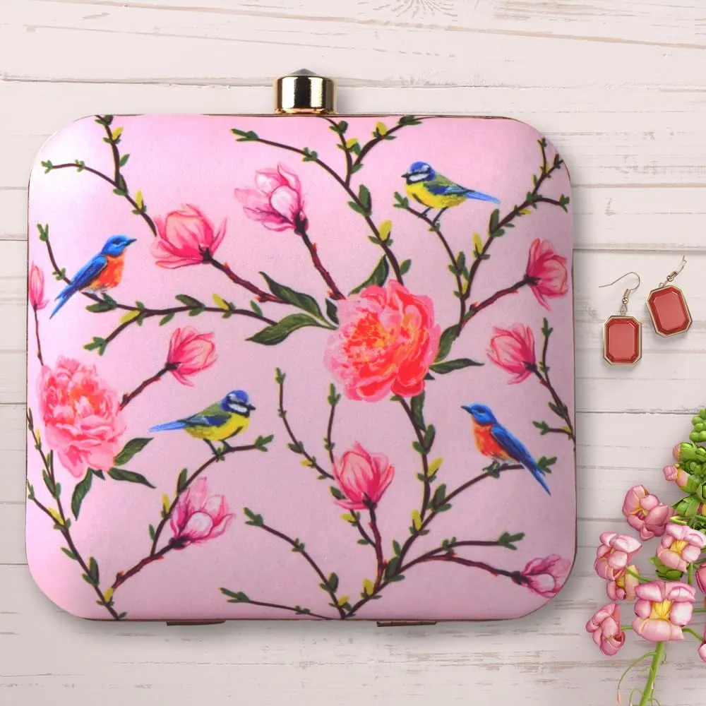 Printed Square Clutch Bags Formal Party Wedding Purses Cocktail Prom Casual Tote Handbags Clutch Box Bag with Detachable Chain Strap (Design 9)