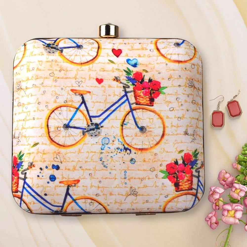 Printed Square Clutch Bags Formal Party Wedding Purses Cocktail Prom Casual Tote Handbags Clutch Box Bag with Detachable Chain Strap (Design 9)