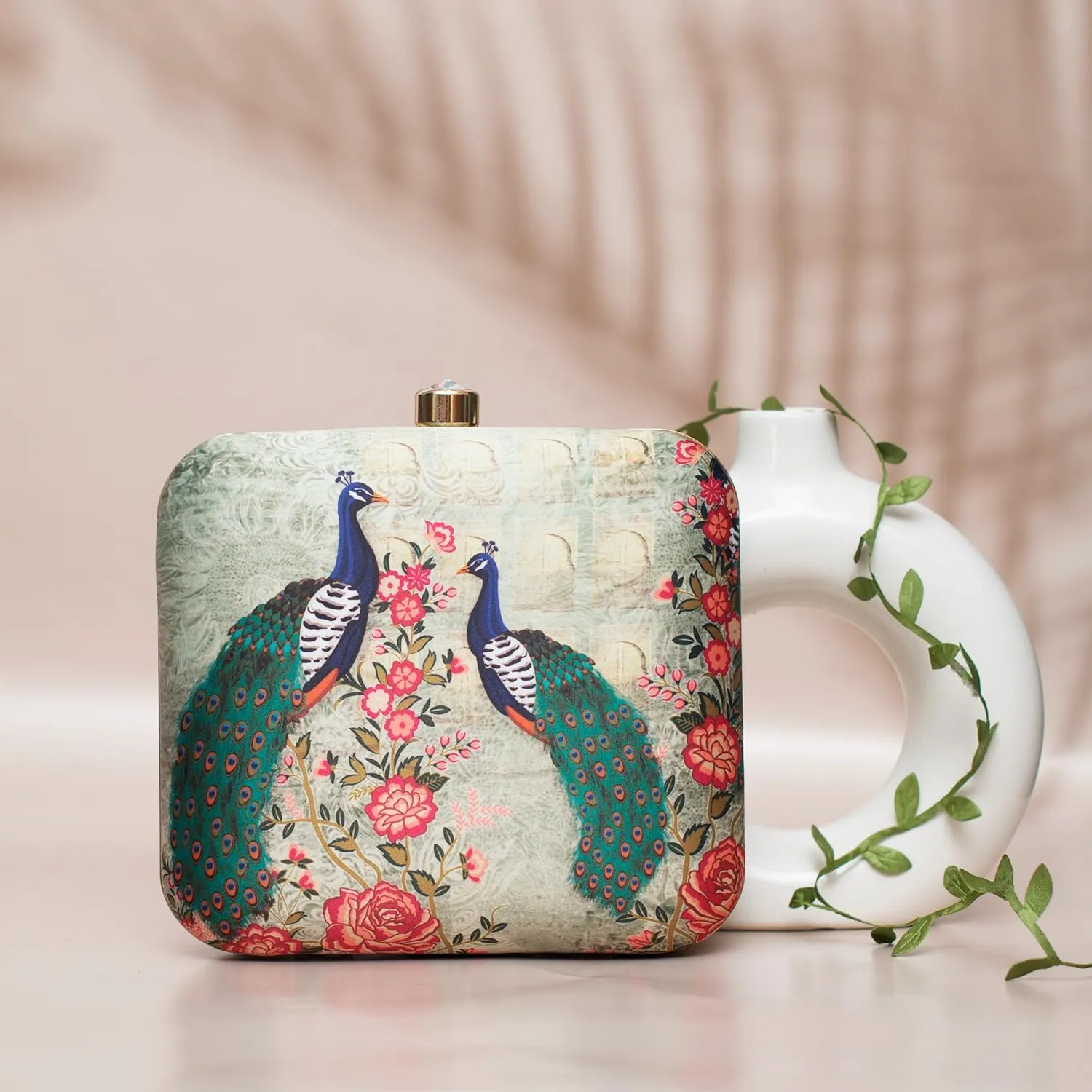 Printed Square Clutch Bags Formal Party Wedding Purses Cocktail Prom Casual Tote Handbags Clutch Box Bag with Detachable Chain Strap (Design 9)