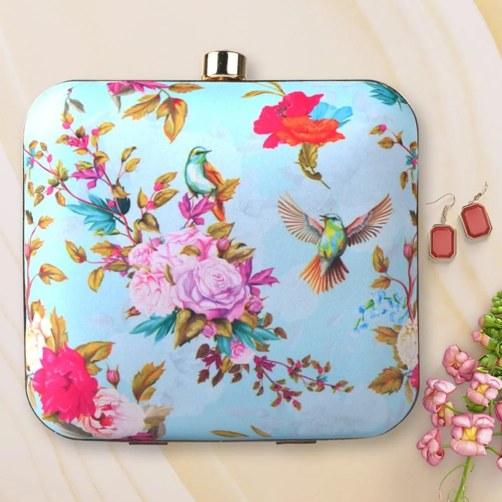 Printed Square Clutch Bags Formal Party Wedding Purses Cocktail Prom Casual Tote Handbags Clutch Box Bag with Detachable Chain Strap (Design 9)
