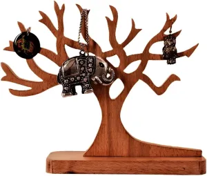 Purpledip Wooden Jewellery Stand Earring Chain Tree Jewelry Organizer Tray (11196)