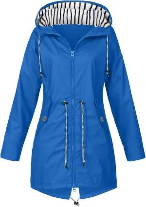 Rain Coats for Women Plus Size Waterproof Hoodie Jacket Windbreaker Lightweight Drawstring Raincoat with Pockets