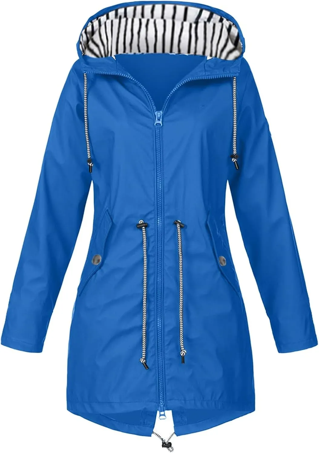 Rain Coats for Women Plus Size Waterproof Hoodie Jacket Windbreaker Lightweight Drawstring Raincoat with Pockets