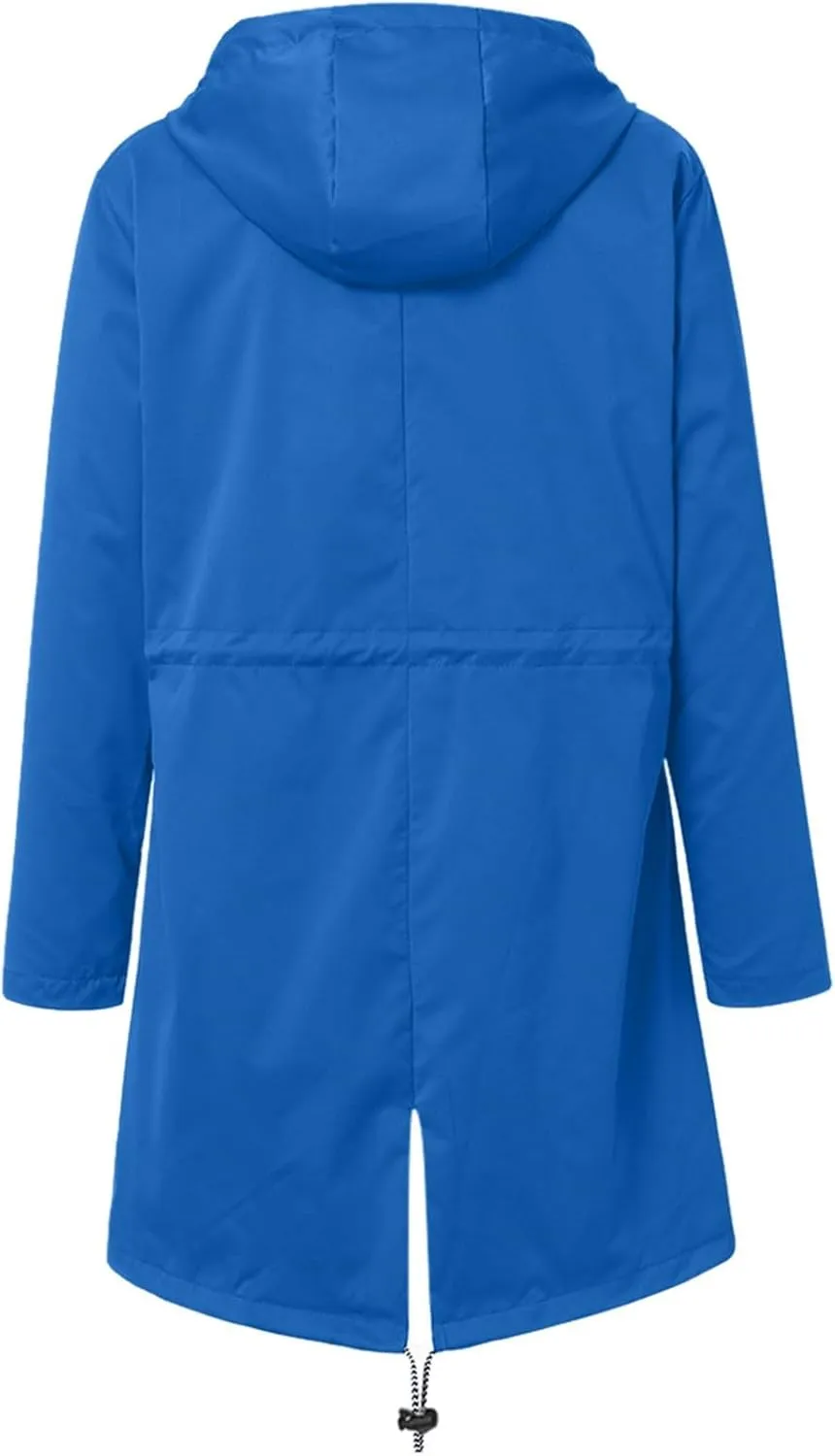 Rain Coats for Women Plus Size Waterproof Hoodie Jacket Windbreaker Lightweight Drawstring Raincoat with Pockets