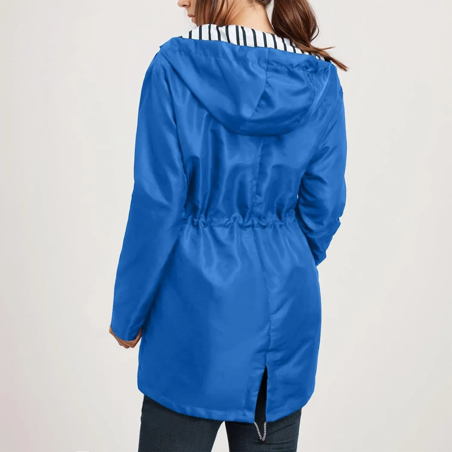 Rain Coats for Women Plus Size Waterproof Hoodie Jacket Windbreaker Lightweight Drawstring Raincoat with Pockets