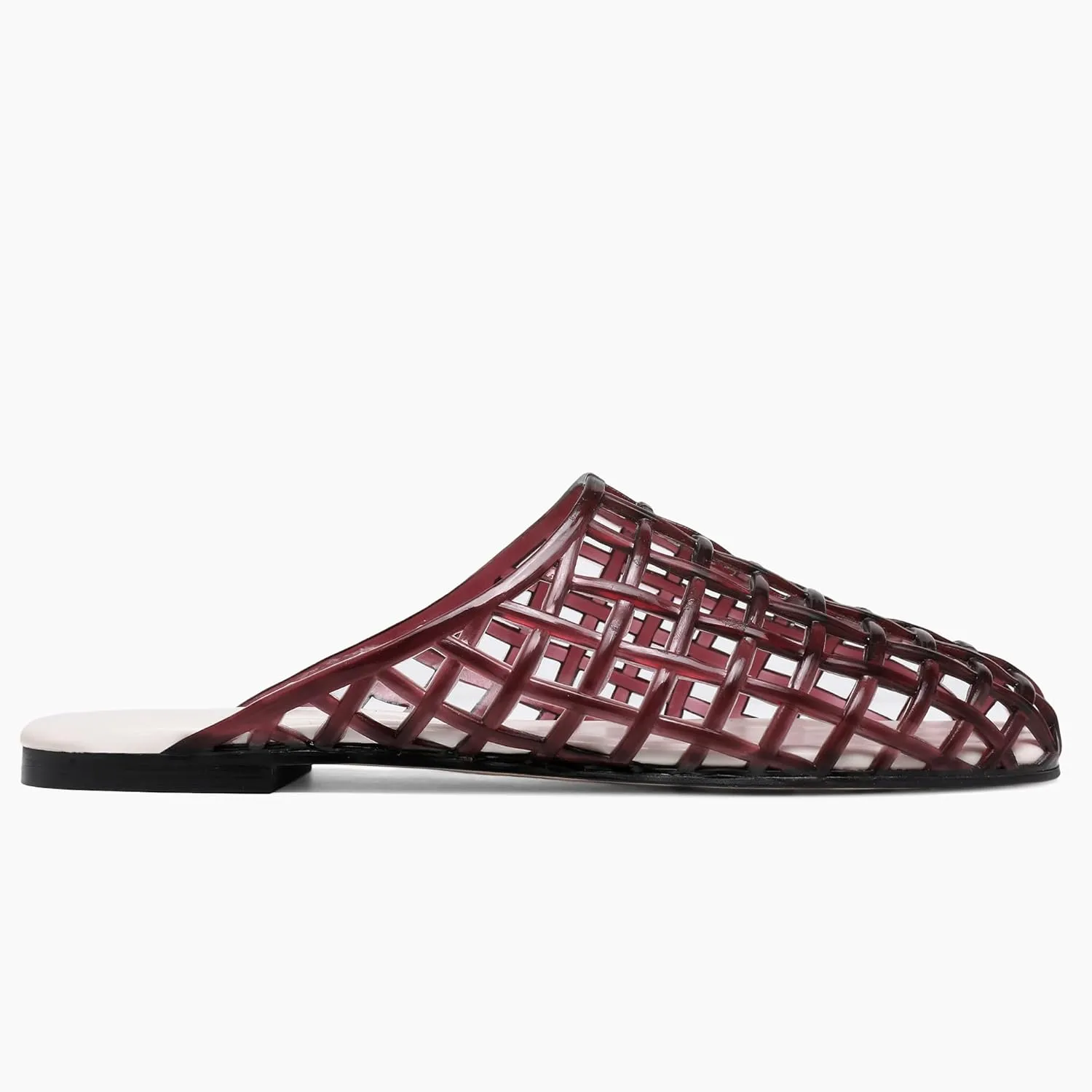 Red Mesh Jelly Mules for Women Clear Hollow Closed Toe Flat Sandals Beach Jellies Slippers Summer Slide Shoes