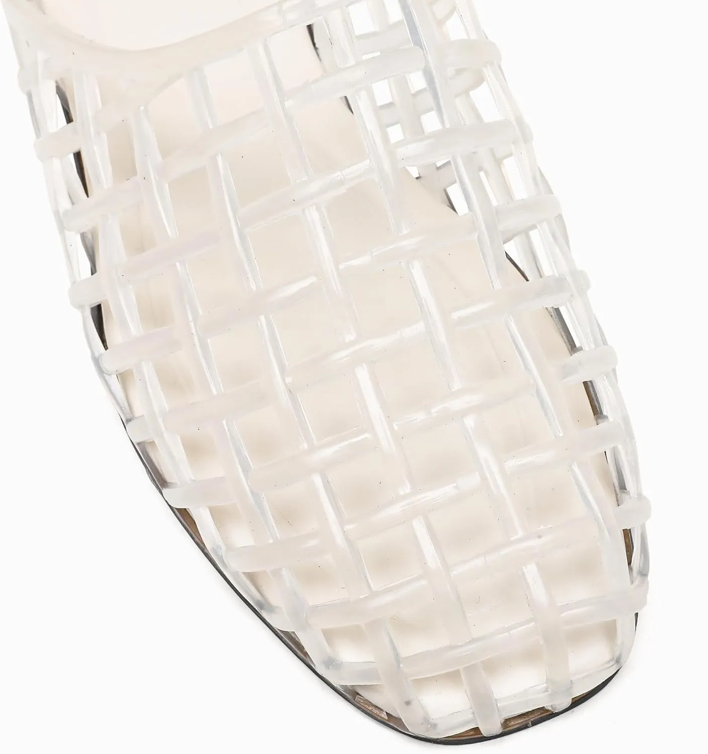 Red Mesh Jelly Mules for Women Clear Hollow Closed Toe Flat Sandals Beach Jellies Slippers Summer Slide Shoes