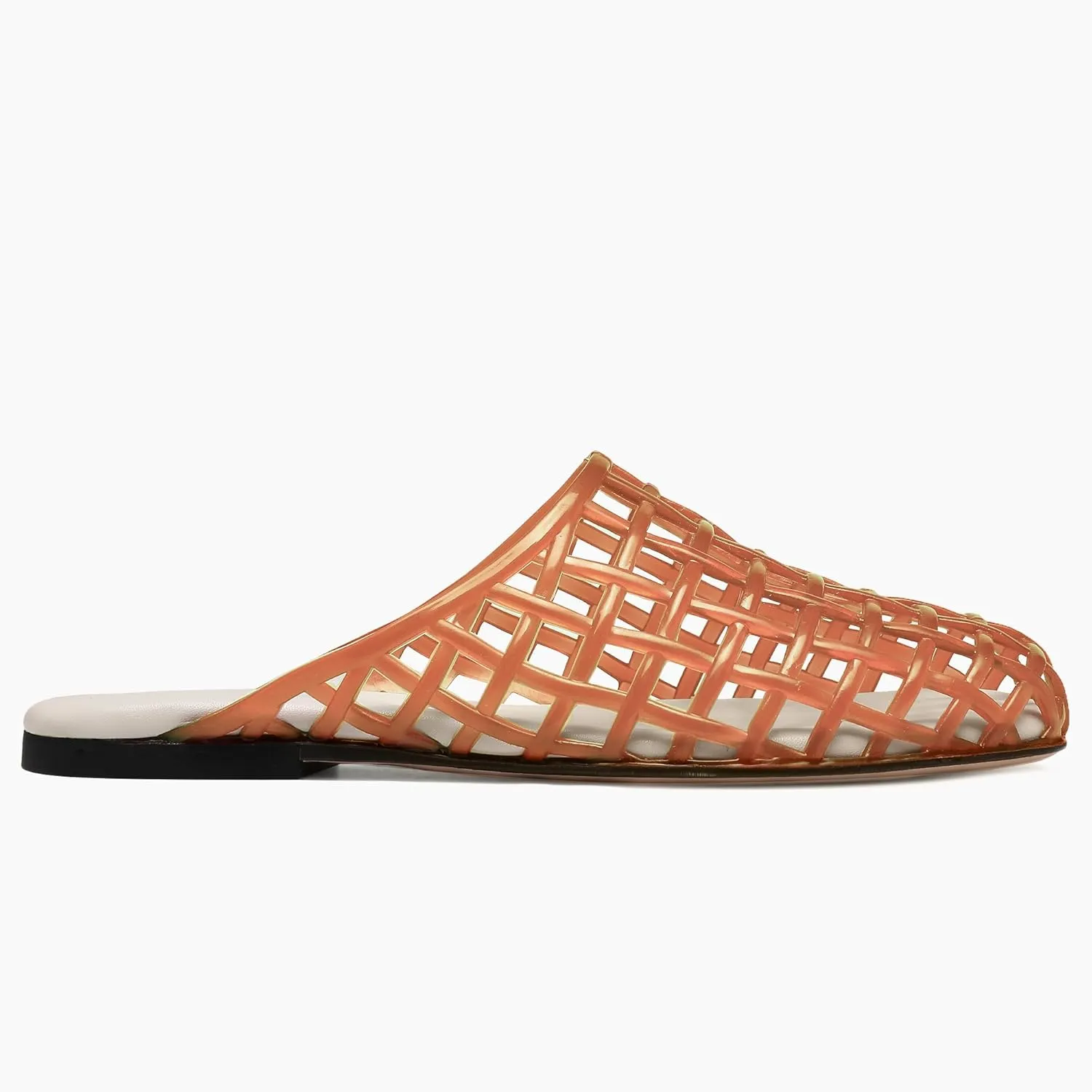 Red Mesh Jelly Mules for Women Clear Hollow Closed Toe Flat Sandals Beach Jellies Slippers Summer Slide Shoes