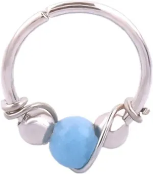 Retainer Nose Piercing Jewelry Piercing Rings For Daily Life Women Nose Ring Drop Shaped Beads Decor (Silver, One Size), EPAJ5HkY1