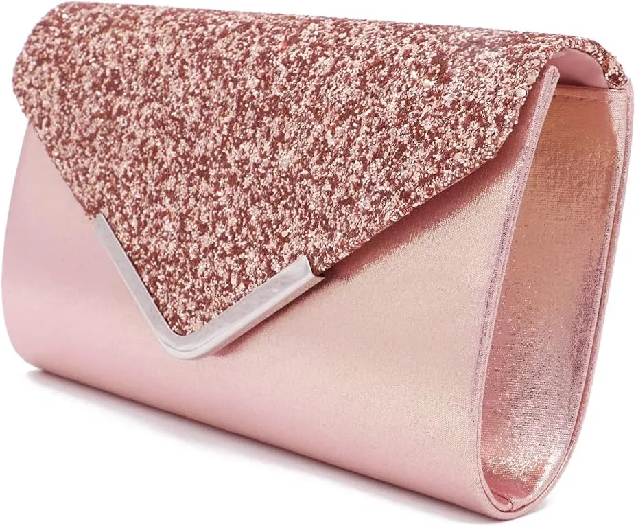 ROUROU Sequin Clutch Bag for Women Envelope Handbag Wedding Shoulder Bag Party Crossbody Bag Evening Purse