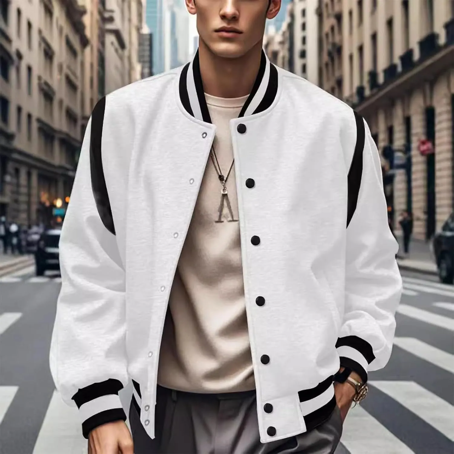 RTRDE Men's Varsity Baseball Jacket Casual Letterman Bomber Windbreaker Lightweight Coat Outwear Fashion Jackets, M-3XL
