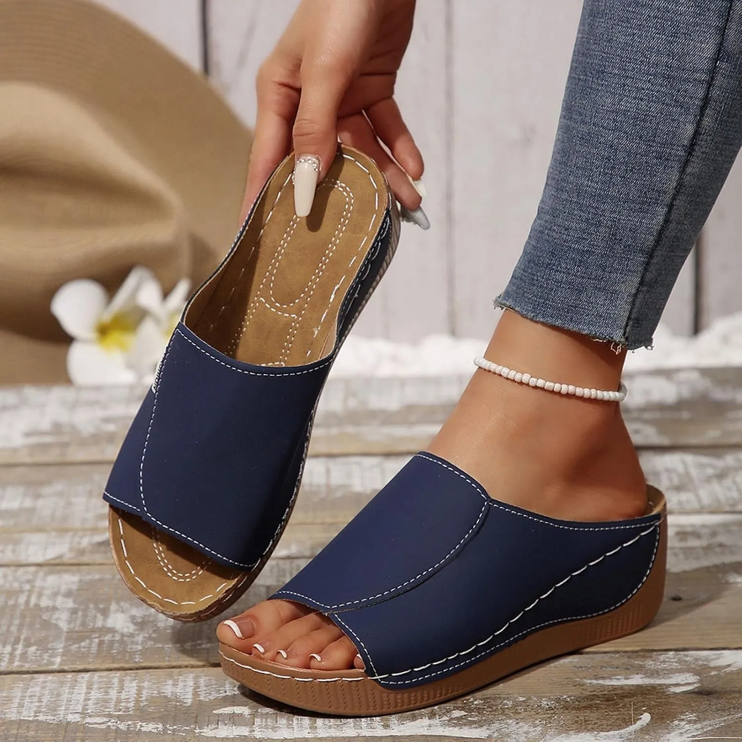 Sandals for Women 2025 Dressy Comfortable Orthotic Arch Support Low Wedge Platform Sandals Summer Orthopedic Sandals