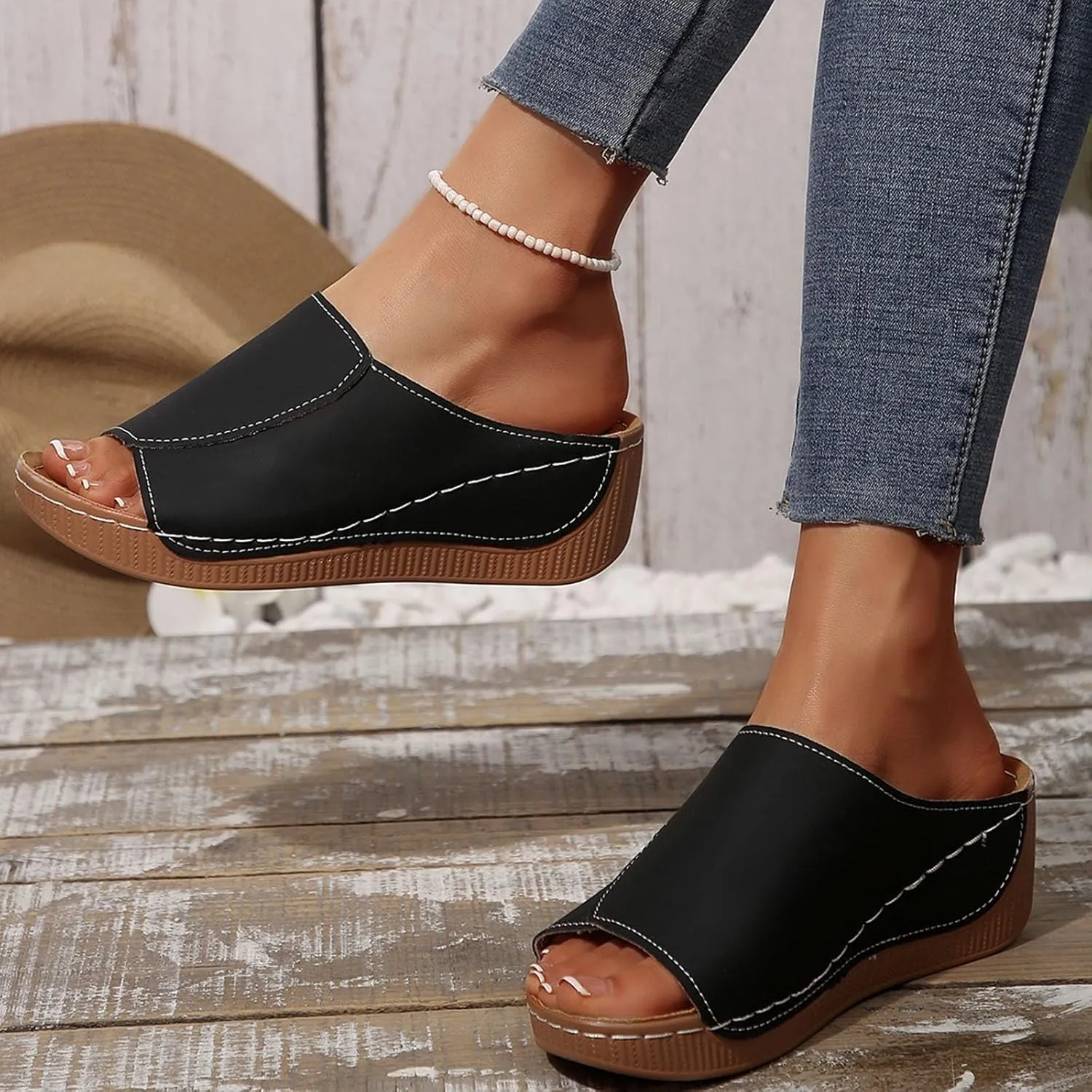 Sandals for Women 2025 Dressy Comfortable Orthotic Arch Support Low Wedge Platform Sandals Summer Orthopedic Sandals