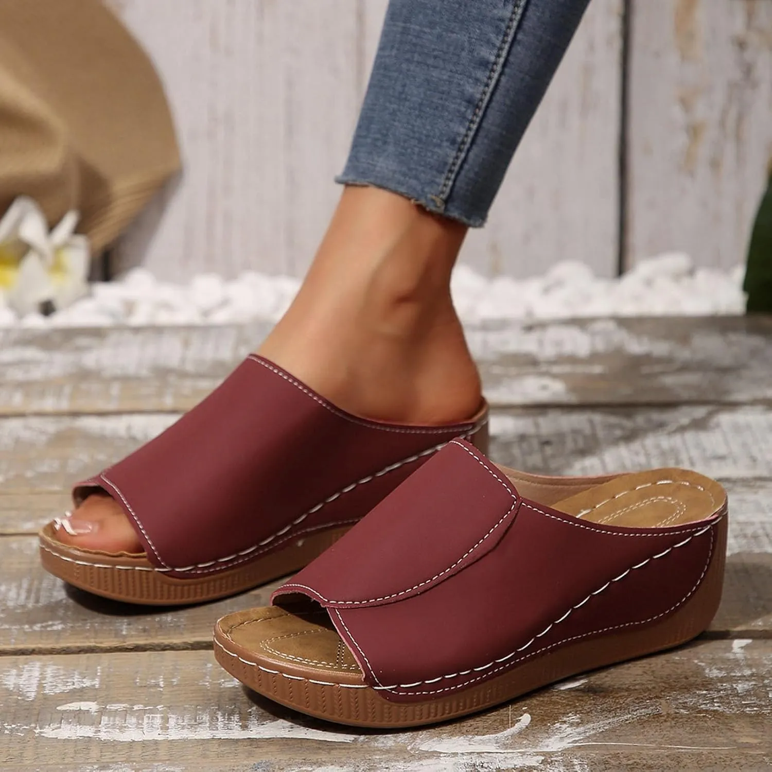 Sandals for Women 2025 Dressy Comfortable Orthotic Arch Support Low Wedge Platform Sandals Summer Orthopedic Sandals