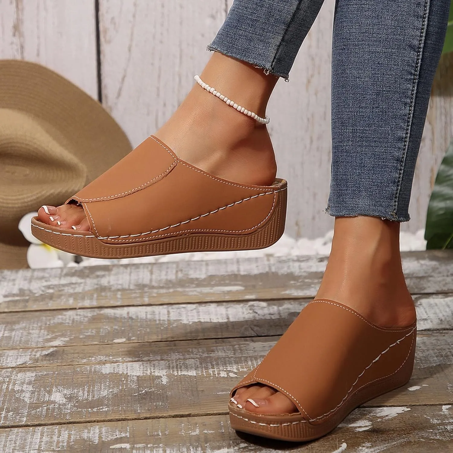 Sandals for Women 2025 Dressy Comfortable Orthotic Arch Support Low Wedge Platform Sandals Summer Orthopedic Sandals