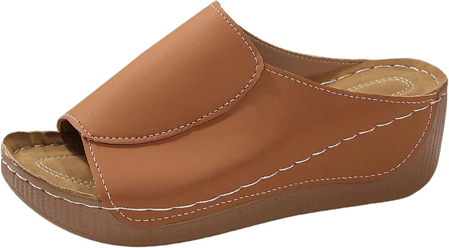 Sandals for Women 2025 Dressy Comfortable Orthotic Arch Support Low Wedge Platform Sandals Summer Orthopedic Sandals