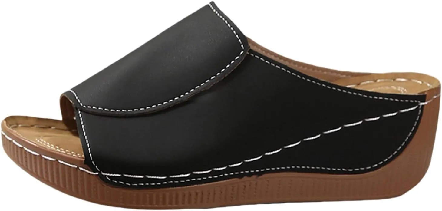 Sandals for Women 2025 Dressy Comfortable Orthotic Arch Support Low Wedge Platform Sandals Summer Orthopedic Sandals