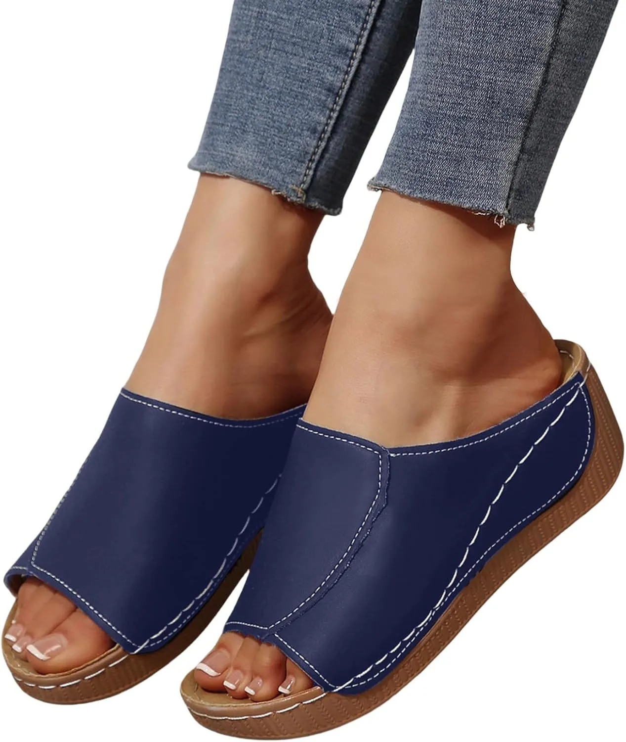 Sandals for Women 2025 Dressy Comfortable Orthotic Arch Support Low Wedge Platform Sandals Summer Orthopedic Sandals