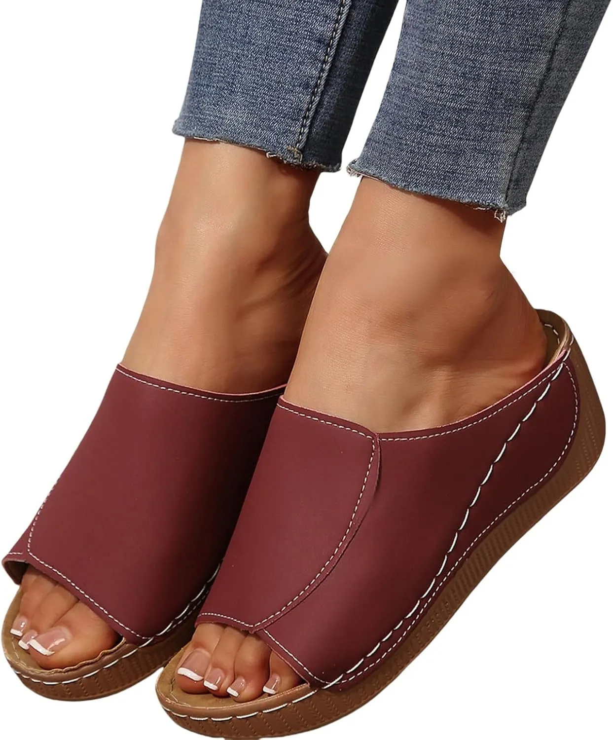 Sandals for Women 2025 Dressy Comfortable Orthotic Arch Support Low Wedge Platform Sandals Summer Orthopedic Sandals