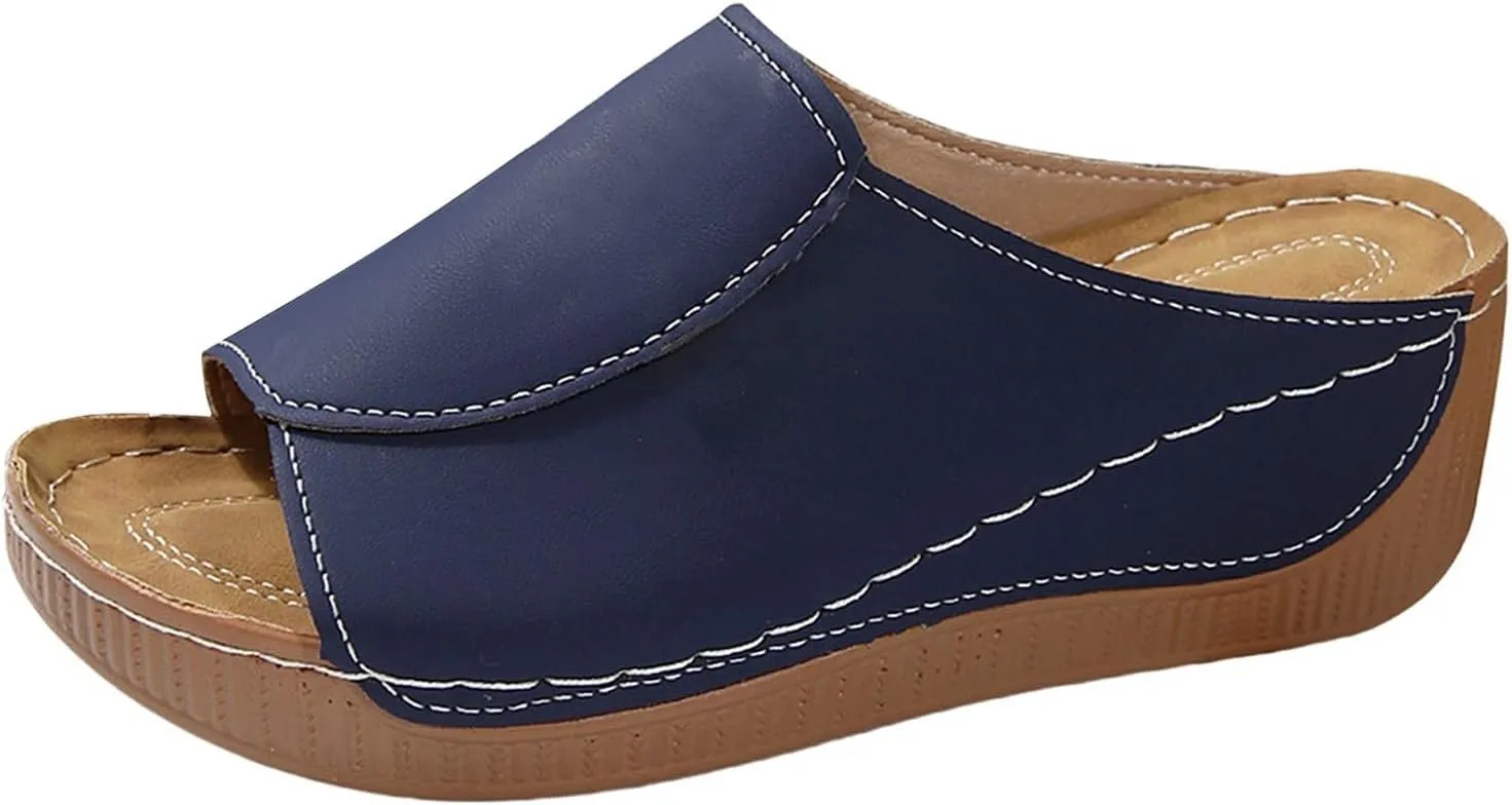 Sandals for Women 2025 Dressy Comfortable Orthotic Arch Support Low Wedge Platform Sandals Summer Orthopedic Sandals