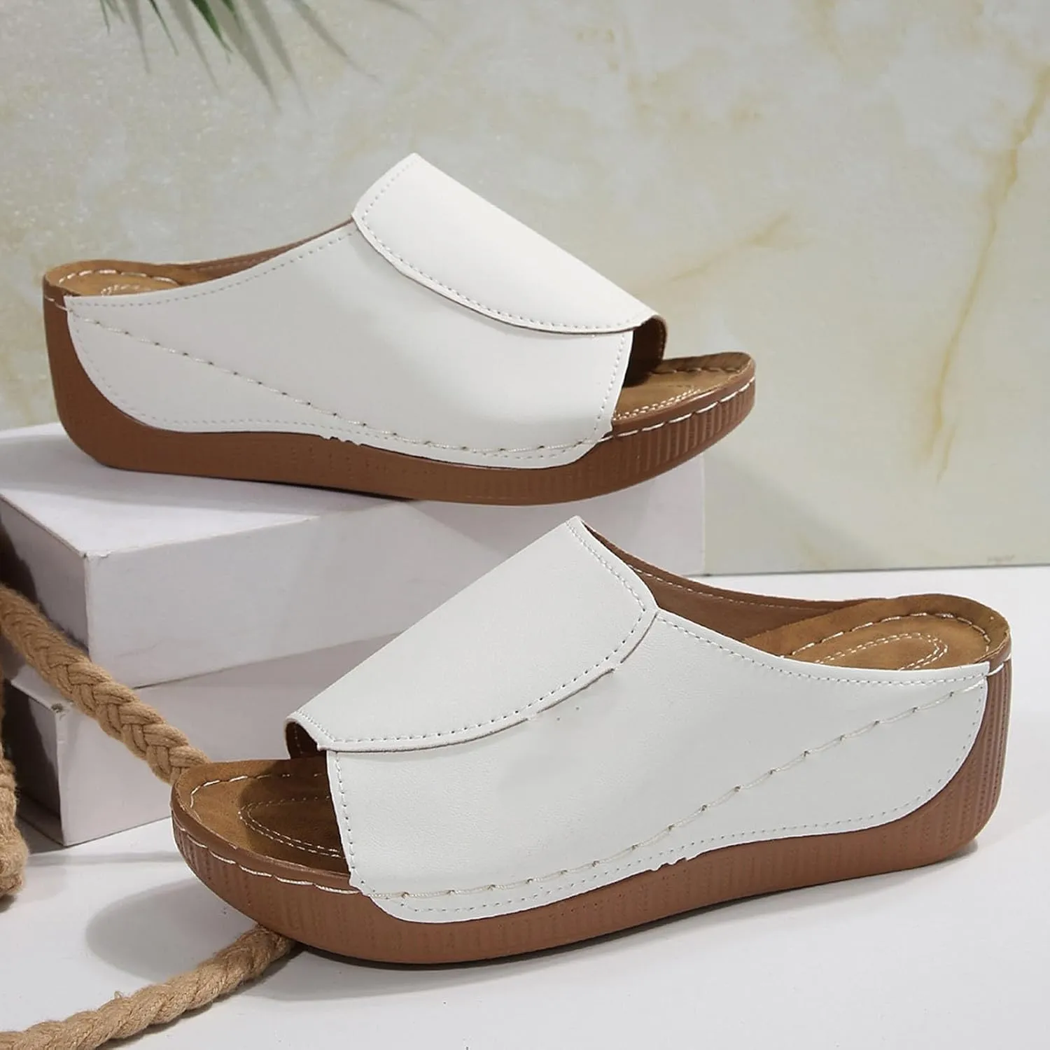 Sandals for Women 2025 Dressy Comfortable Orthotic Arch Support Low Wedge Platform Sandals Summer Orthopedic Sandals