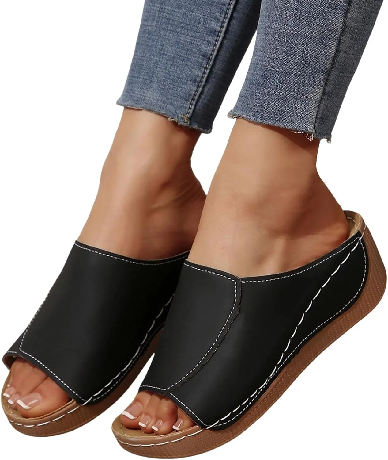 Sandals for Women 2025 Dressy Comfortable Orthotic Arch Support Low Wedge Platform Sandals Summer Orthopedic Sandals