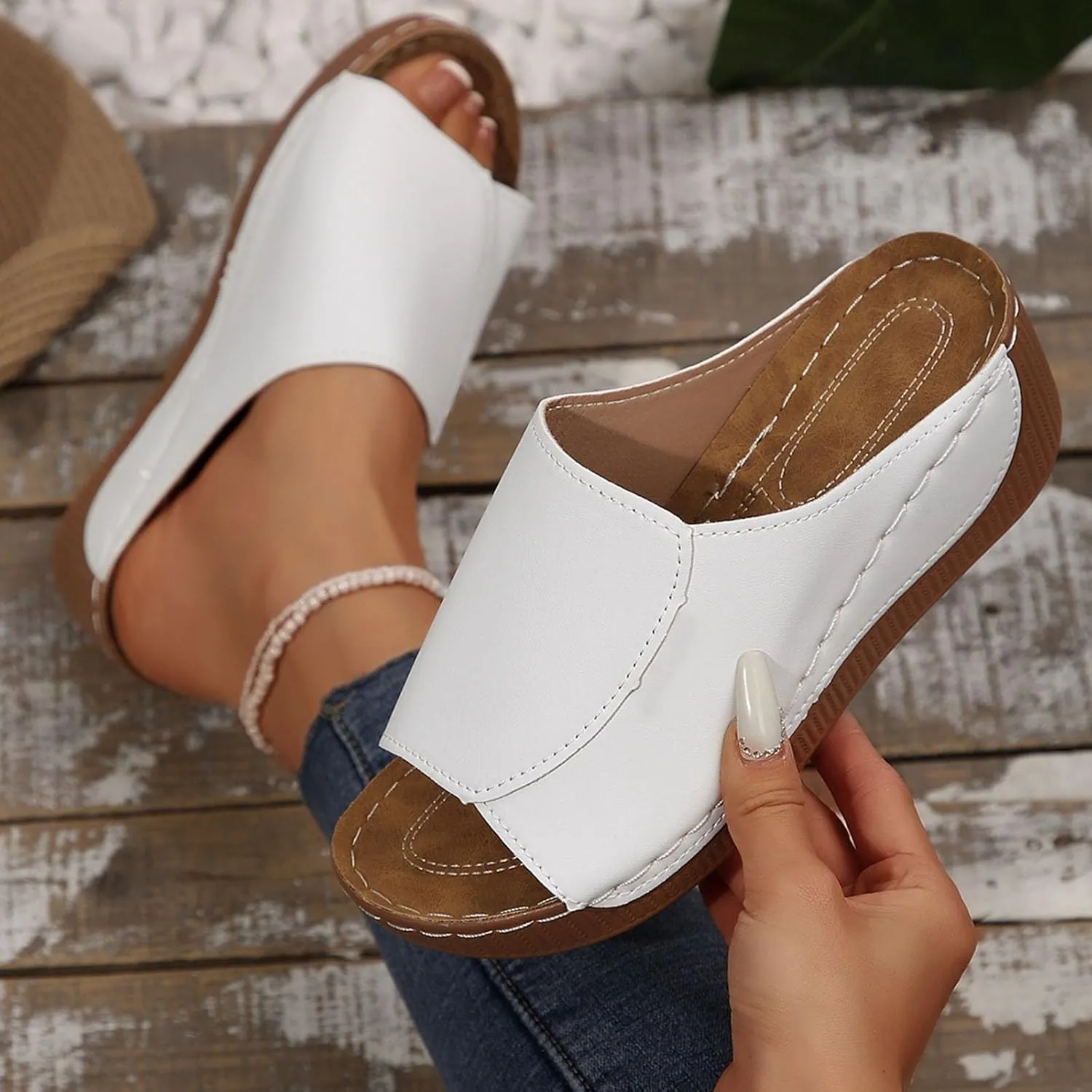 Sandals for Women 2025 Dressy Comfortable Orthotic Arch Support Low Wedge Platform Sandals Summer Orthopedic Sandals
