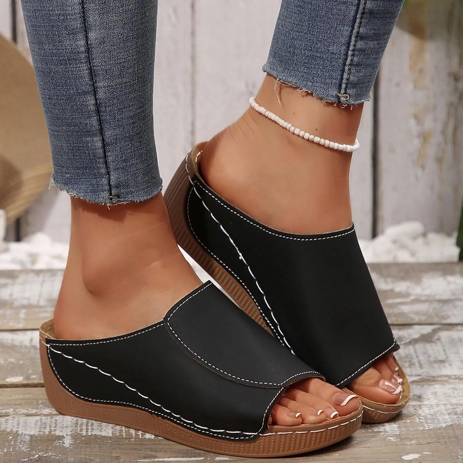 Sandals for Women 2025 Dressy Comfortable Orthotic Arch Support Low Wedge Platform Sandals Summer Orthopedic Sandals