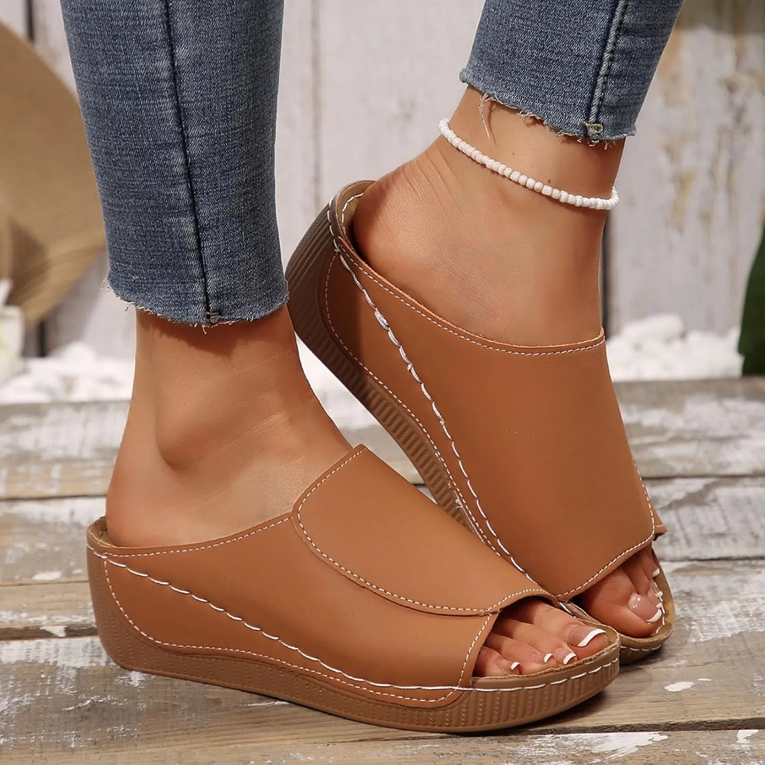 Sandals for Women 2025 Dressy Comfortable Orthotic Arch Support Low Wedge Platform Sandals Summer Orthopedic Sandals