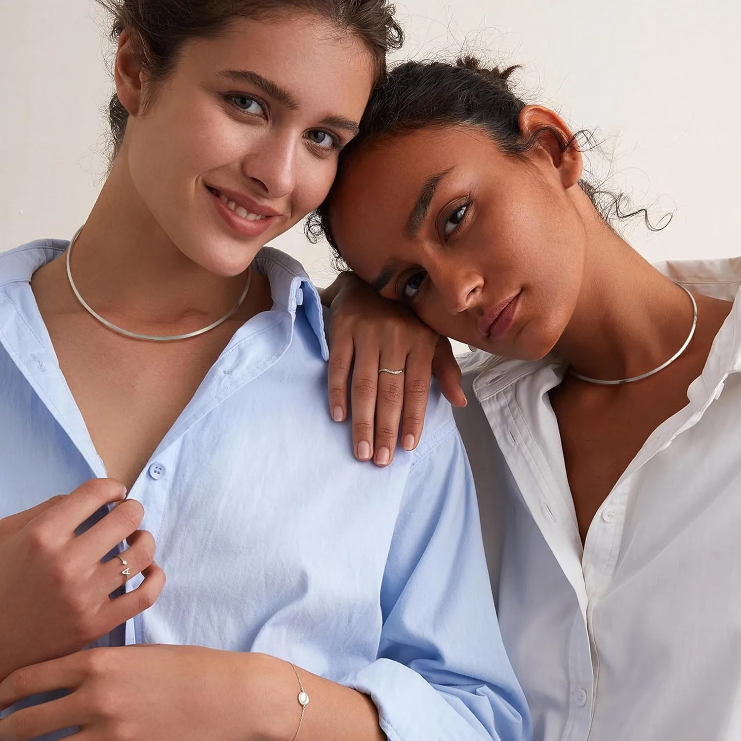 Sanfenly Choker Collar for Women 14K Gold Plated Silver Stainless Steel Metal Collar Choker Necklace Statement Open Cuff Bangle Necklace for Women