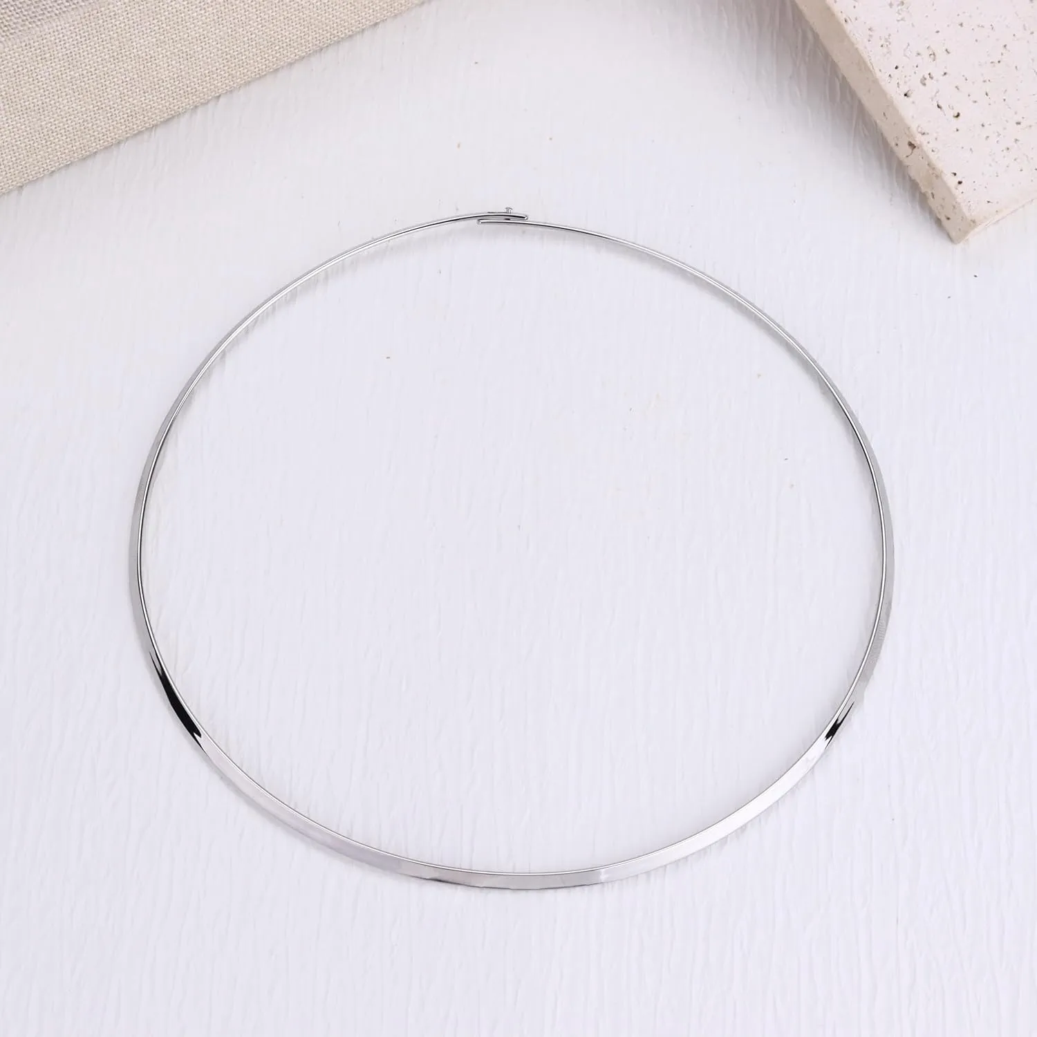 Sanfenly Choker Collar for Women 14K Gold Plated Silver Stainless Steel Metal Collar Choker Necklace Statement Open Cuff Bangle Necklace for Women