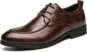 Shoes Dress Oxford for Men Lace Up Apron Round Toe Derby Shoes Vegan Leather Rubber Sole Low Top Non Slip Classic (Color : Brown, Size : 7)