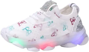 Shoes for Boys Children Kid Baby Girls LED Light Sneaker Butterfly Crystal Running Walking Sport Shoes 1-6 Years