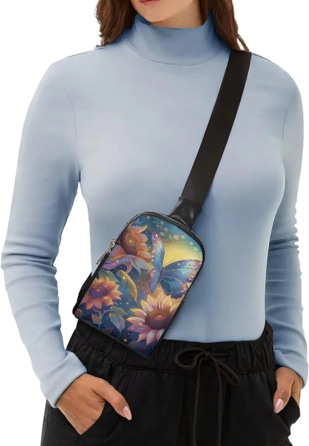 Small Chest Bag for Women, Butterfly Shoulder Purses for Women Anti Theft Dustproof Chest Bags Graces Leather Bags Large Capacity Chest Bags for Women Girls