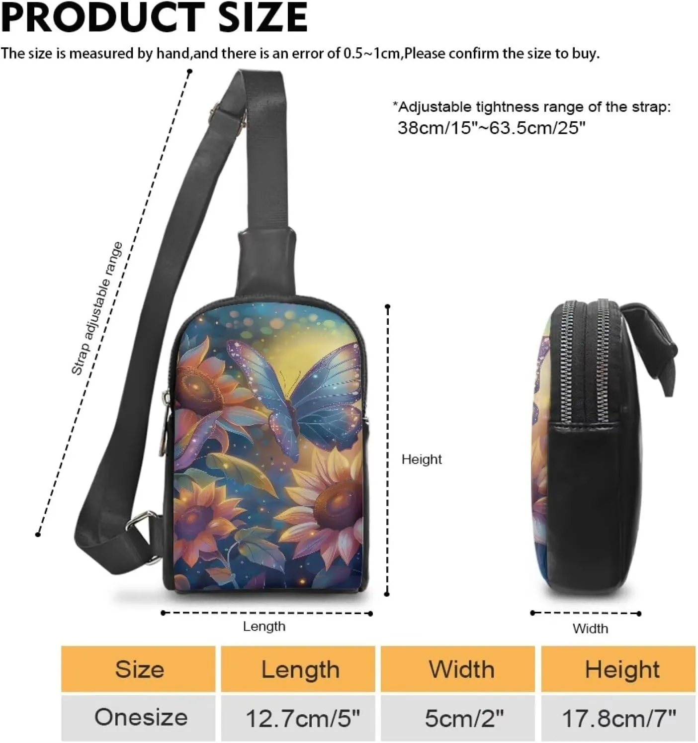 Small Chest Bag for Women, Butterfly Shoulder Purses for Women Anti Theft Dustproof Chest Bags Graces Leather Bags Large Capacity Chest Bags for Women Girls