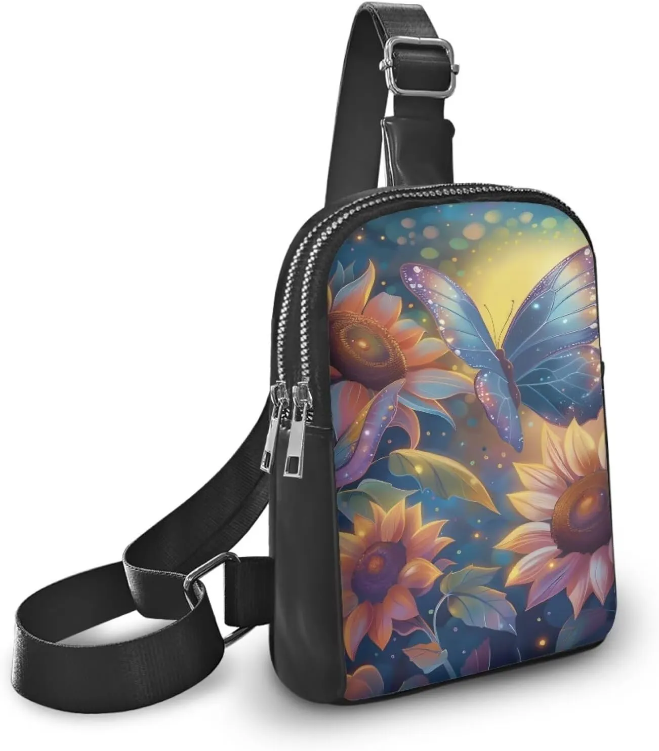 Small Chest Bag for Women, Butterfly Shoulder Purses for Women Anti Theft Dustproof Chest Bags Graces Leather Bags Large Capacity Chest Bags for Women Girls