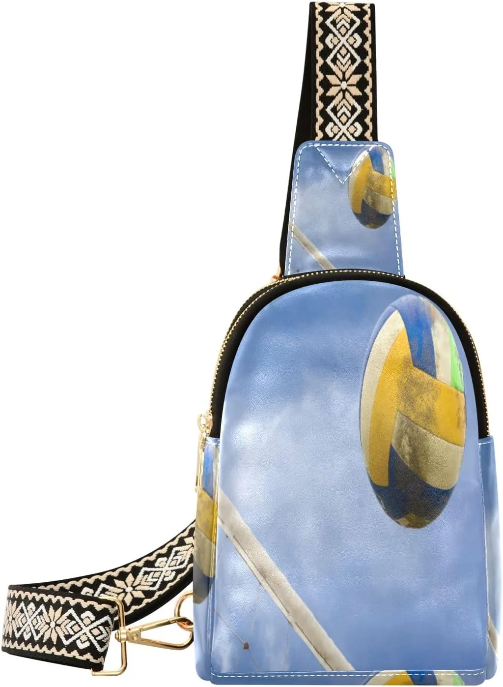 Small Sling Bag Waist Packs Leather Crossbody Packs Chest Bag Ball and Net for Beach for Women Travel Belt Purse