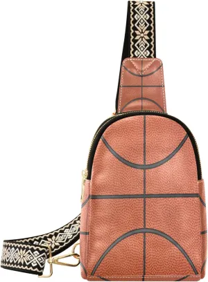 Small Sling Bag Waist Packs Leather Crossbody Packs Chest Bag Basketball for Women Travel Belt Purse