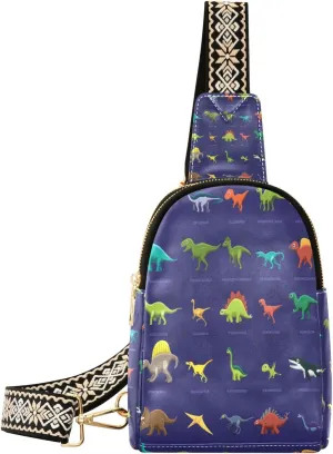 Small Sling Bag Waist Packs Leather Crossbody Packs Chest Bag Kinds Dinosaur for Women Travel Belt Purse