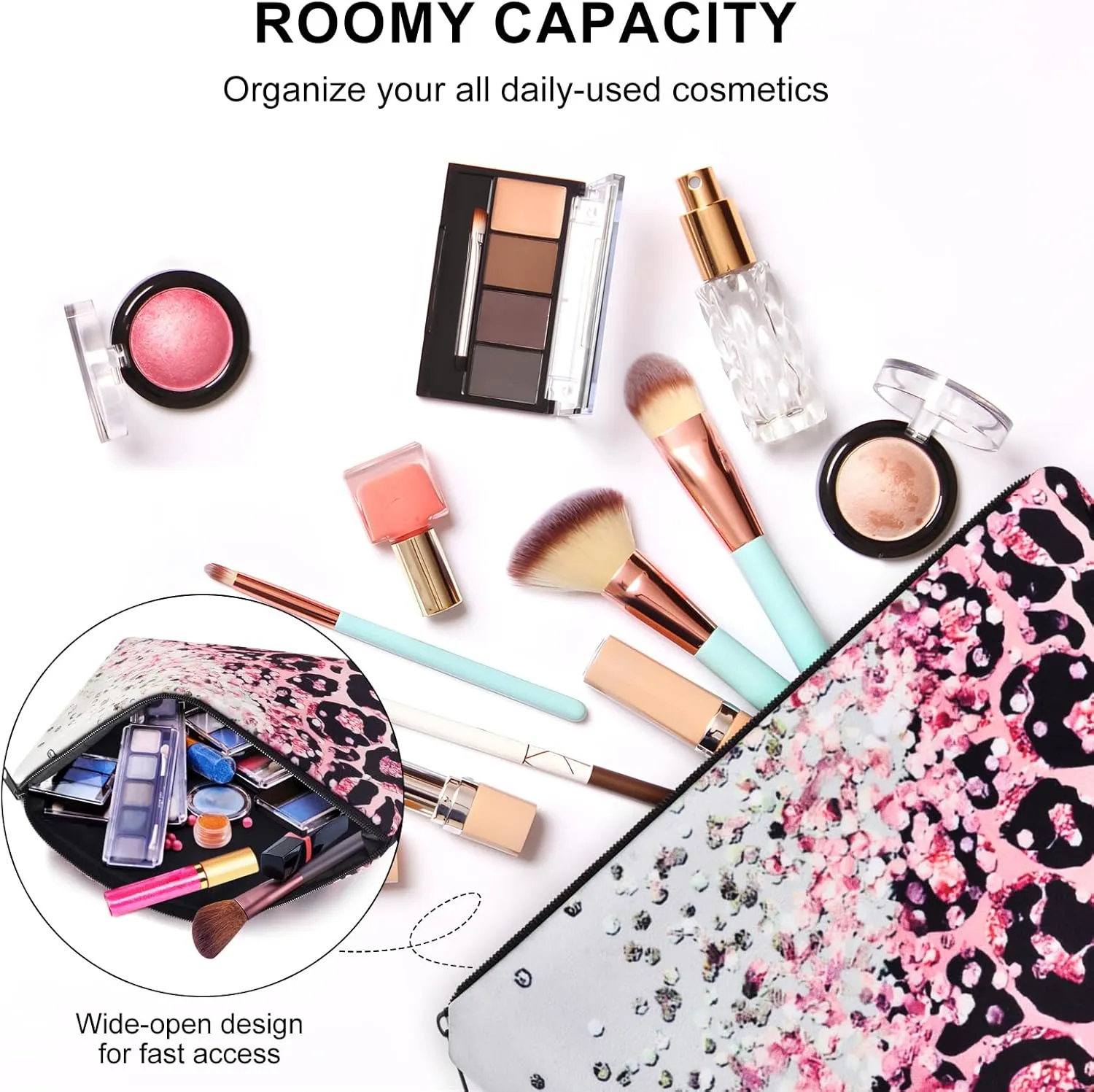 Small Travel Makeup Bag for Purse, Cute Cosmetic Bag for Women, Make Up Pouch, Makeup Brush Organizer Bags, Skincare Toiletry Bag, Pouches For Purse