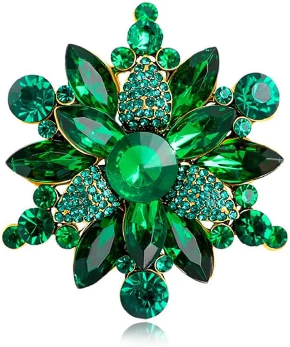Snowflake Brooch Pin for Women Girls Rhinestone CZ Winter Flower Lapel Pins Christmas Brooch Corsage Badge Pin Cloth Dress Accessories Jewelry for Christmas