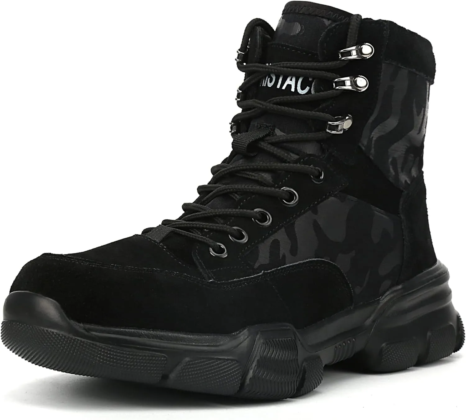 Steel Toe Work Safety Boots, Lightweight Mid-cut Industry Construction Composite Sneakers