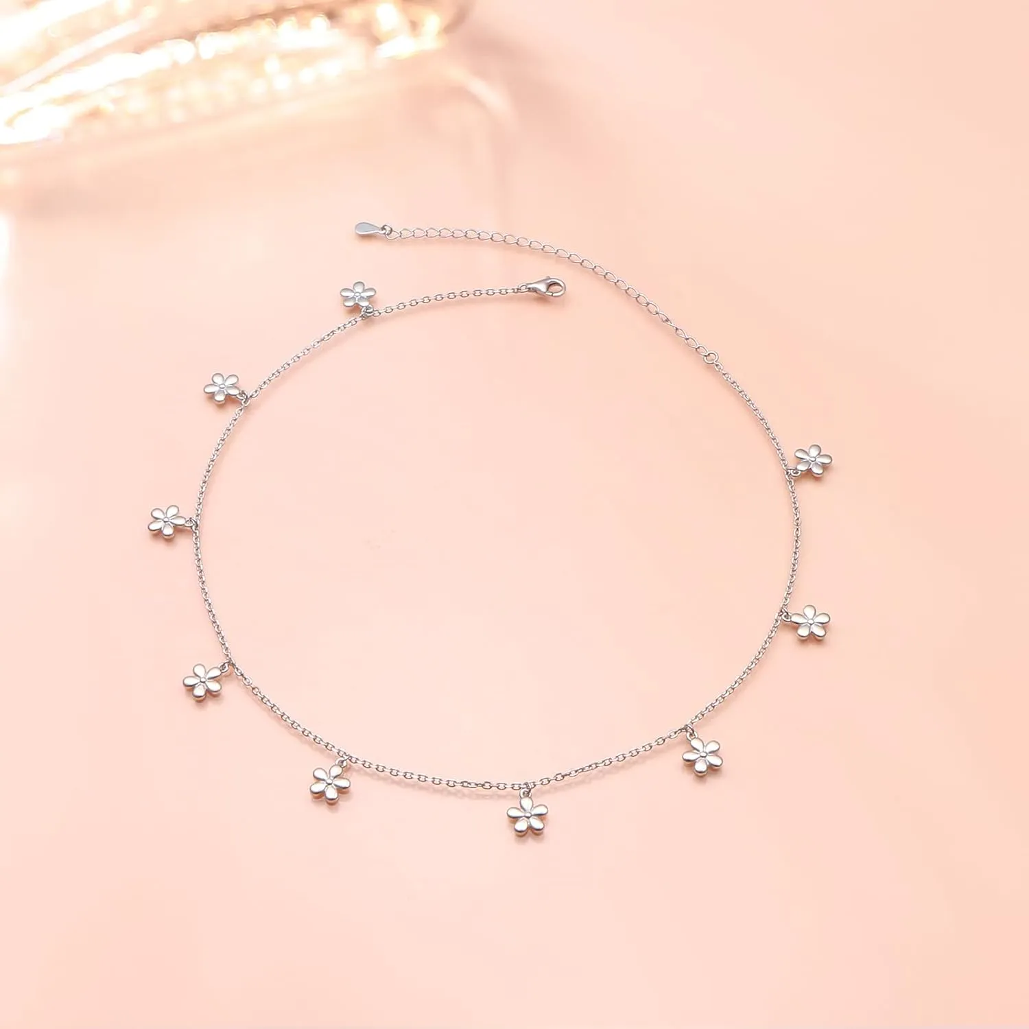 Sterling Silver Jewelry Choker Necklace Pendant Disc Chain Statement Necklace For Women 13 3 inches