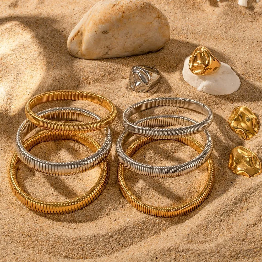 Stretch Bangles For Women 3pcs Gold and Silver Bracelets for Women Jewelry