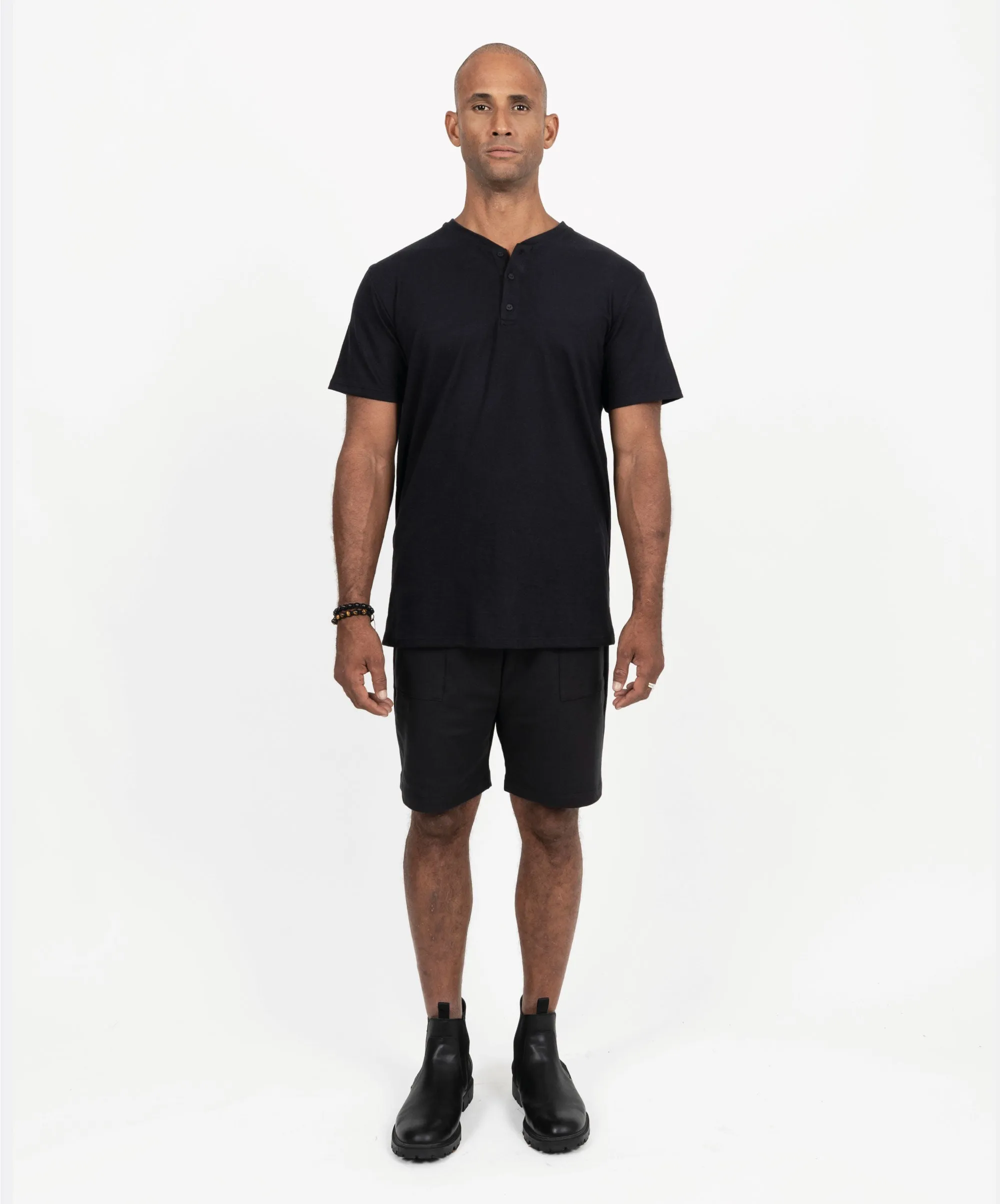 SUNSET BUTTON BLACK T-SHIRT