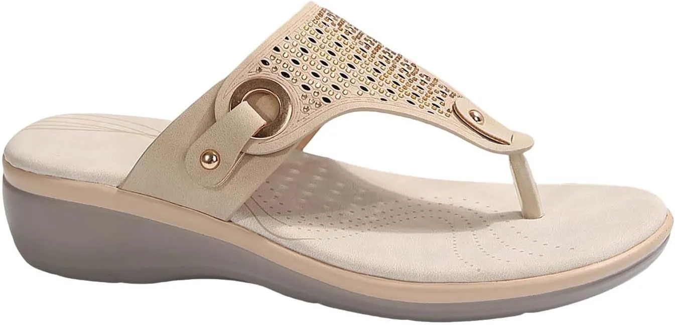 Thong Wedge Sandals for Women 2025 Comfortable Dressy Trendy Memory Foam Sandals Summer Wide Flip Flops for Women