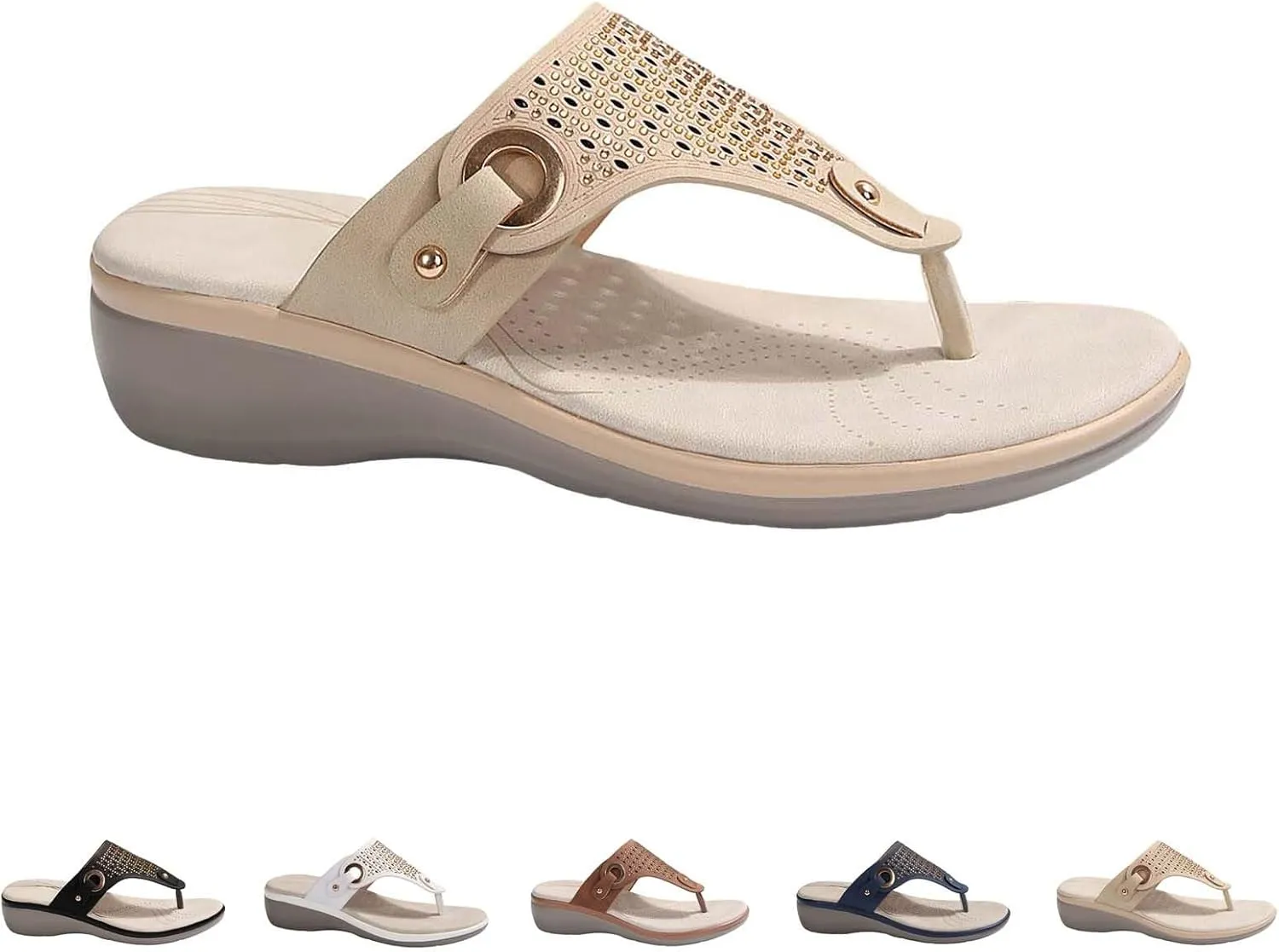 Thong Wedge Sandals for Women 2025 Comfortable Dressy Trendy Memory Foam Sandals Summer Wide Flip Flops for Women