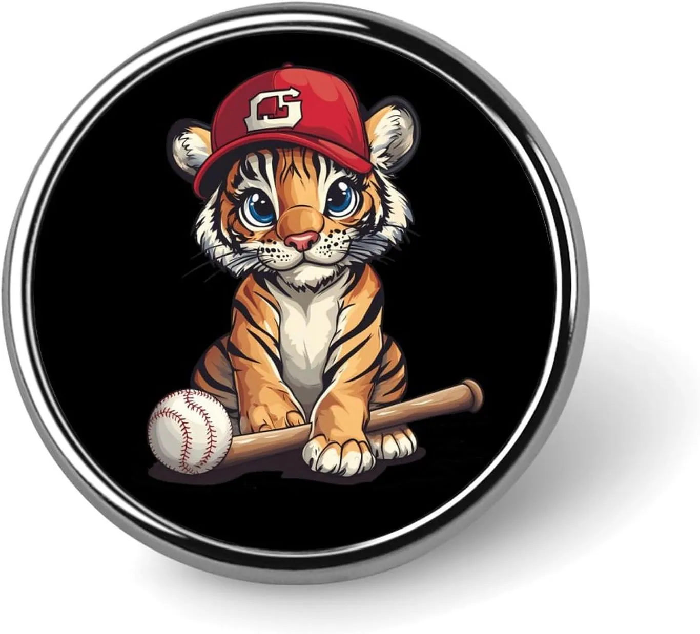 Tiger Baseball Pin Enamel Lapel Pins Round Badge Brooches Clothing Decoration for Women Men