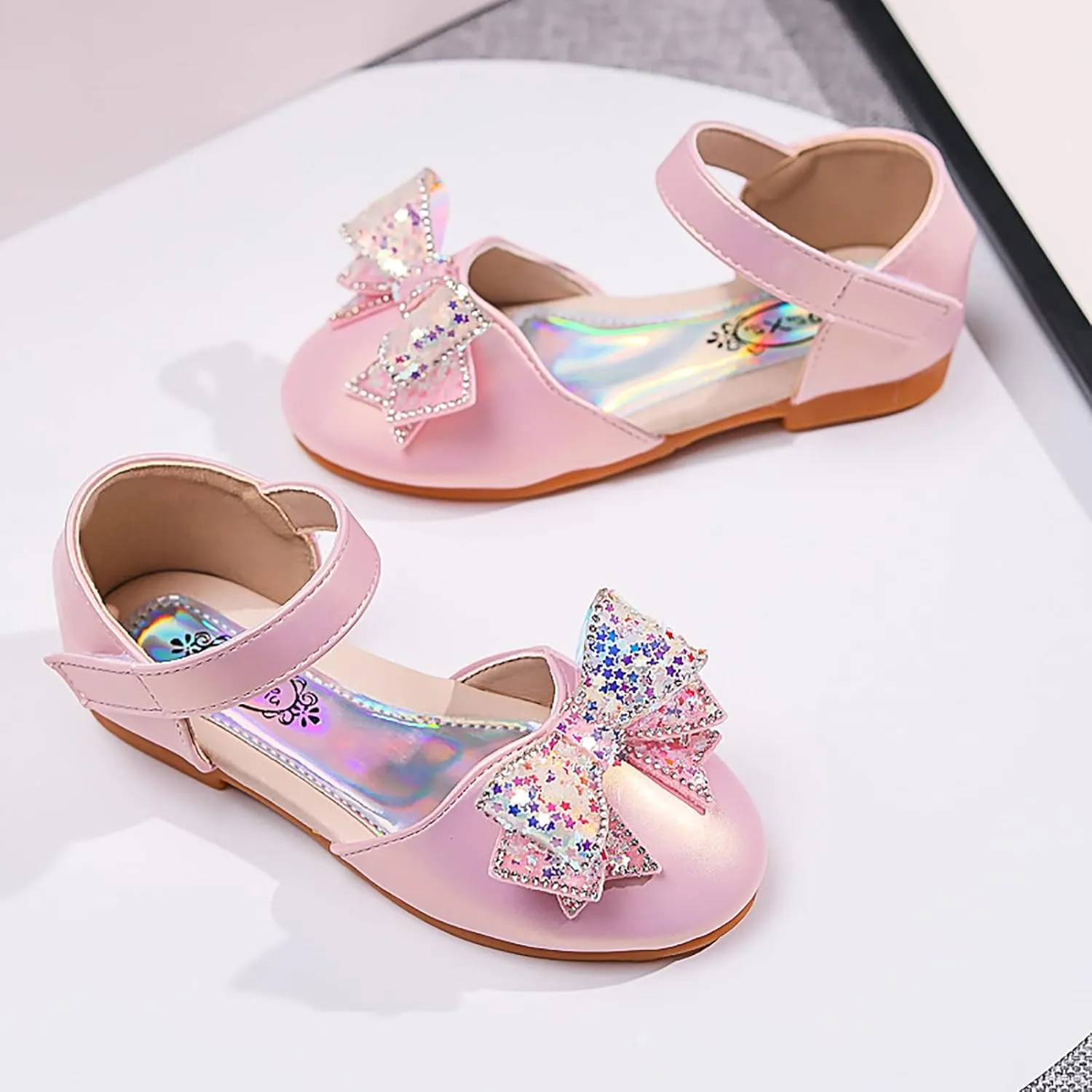 Toddler Princess Shoes,Girls Baby Princess Shoes Star Sequin Rhinestone Bow Pearl Bling Sandals 1-12 Years