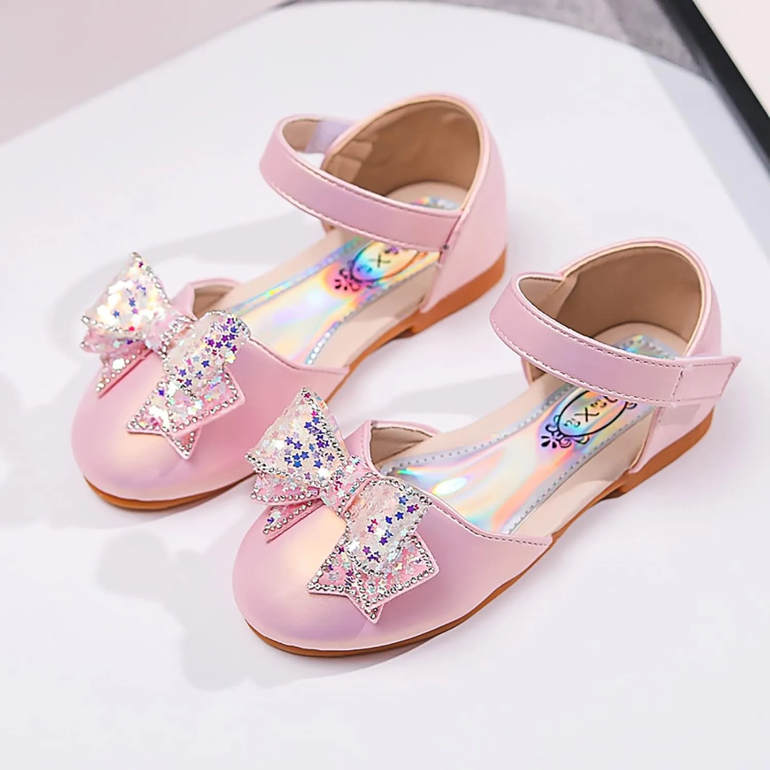 Toddler Princess Shoes,Girls Baby Princess Shoes Star Sequin Rhinestone Bow Pearl Bling Sandals 1-12 Years